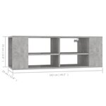 Vidaxl meuble tv mural gris béton 102x35x35 cm aggloméré