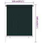vidaXL Store roulant d'extérieur 120x140 cm Vert foncé PEHD