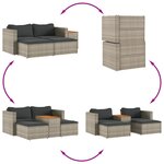 vidaXL Salon de jardin 5 Pièces avec coussins gris résine tressée acacia