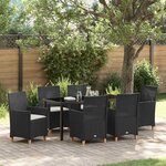 vidaXL Ensemble de salle à manger pour jardin 7 Pièces Noir polyrotin
