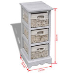 vidaXL Étagère de rangement en bois 3 paniers en tissage Blanc