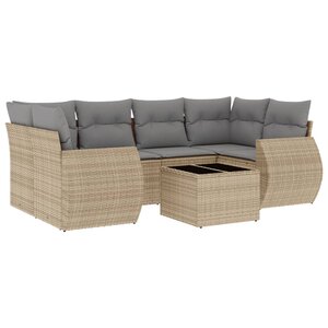 vidaXL Salon de jardin avec coussins 7 Pièces beige résine tressée