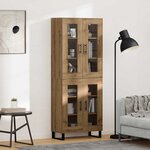 vidaXL Haut Armoire 2 Pièces Chêne artisanal Bois Aggloméré et Verre