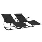 vidaXL Chaises longues à bascule 2 Pièces Noir Acier et textilène
