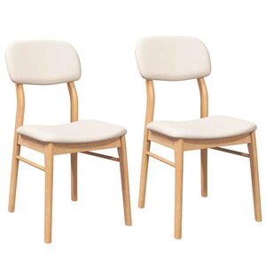 vidaXL Chaises à manger coussins 2 Pièces naturel bois massif caoutchouc