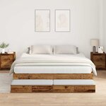 vidaXL Cadre de lit avec rangement Bois ancien 236.5 x 200 x 31.5 cm