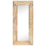 vidaXL Miroir sculpté à la main 110x50x2 6 cm Bois de manguier solide