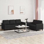 vidaXL Ensemble de canapés 2 Pièces avec coussins Noir Similicuir