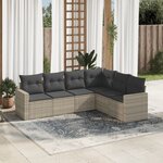 vidaXL Salon de jardin 6 Pièces avec coussins gris clair résine tressée