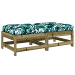 vidaXL Repose-pieds de jardin et coussins lot de 2 bois pin imprégné