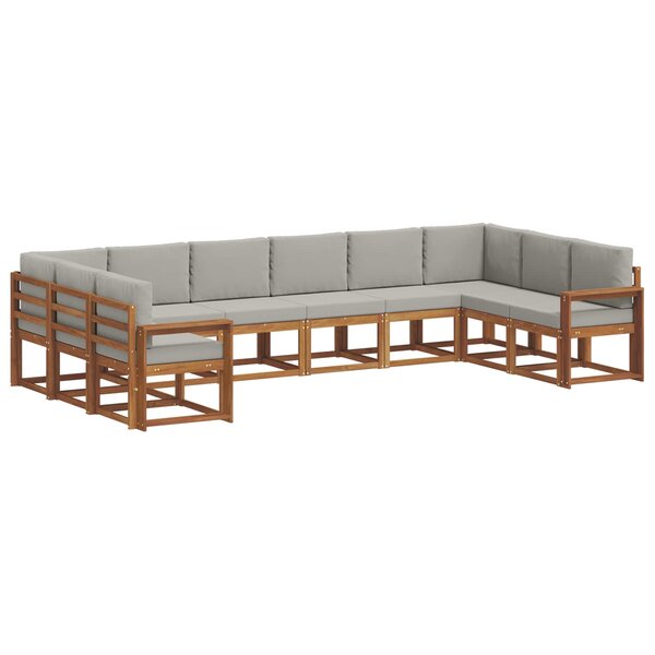 vidaXL Ensemble de canapés d'extérieur 10 Pièces Gris Naturel et Clair