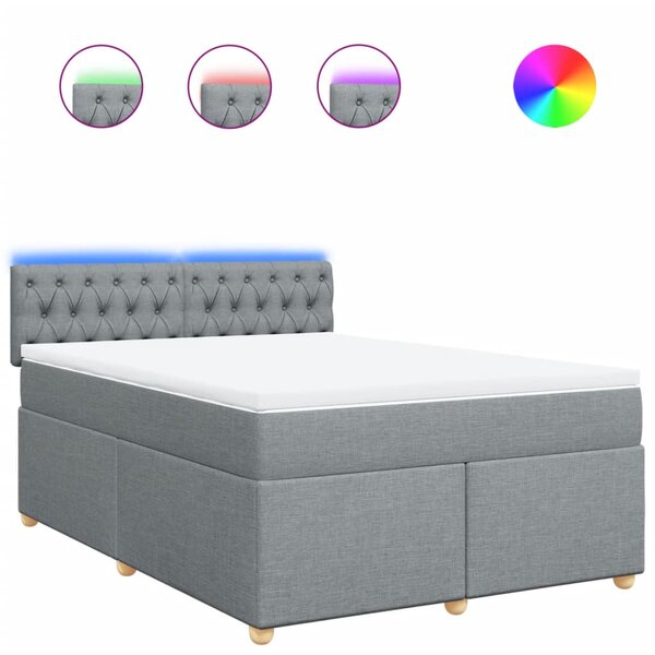 vidaXL Sommier à lattes de lit avec matelas Gris clair 140x200cm Tissu