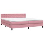 vidaXL Sommier à lattes de lit avec matelas rose 180x220 cm velours