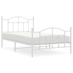 vidaXL Cadre de lit métal sans matelas et pied de lit blanc 107x203 cm