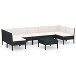 vidaXL Salon de jardin 8 Pièces avec coussins résine tressée noir