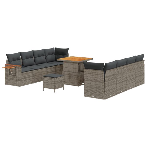vidaXL Ensemble de canapé de jardin 11 Pièces Gris Poly rotin