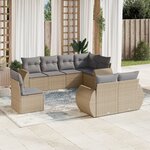 vidaXL Salon de jardin avec coussins 8 Pièces beige résine tressée