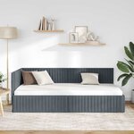 vidaXL Cadre de lit d'angle Gris foncé 100 x 200 cm Velours