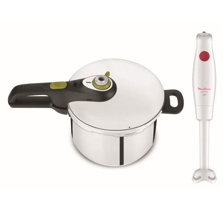 TEFAL YY4127FA Autocuiseur Cocotte-minute® SECURE 5 NEO Tous feux dont induction - capacité 8L + mixeur plongeant Moulinex