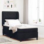 Lit à sommier tapissier avec matelas noir 90x200 cm en tissu
