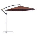 Parasol déporté octogonal à manivelle inclinable manivelle avec pied en acier diamètre 3 m chocolat