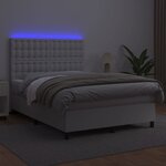 vidaXL Sommier à lattes de lit avec matelas et LED Blanc 140x190 cm