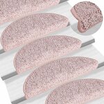vidaXL Tapis d'escalier 15 pièces 56 x 17 x 3 cm Rose clair Demi-rond