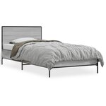 vidaXL Cadre de lit sonoma gris 100x200 cm bois d'ingénierie et métal