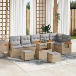 vidaXL Ensemble de canapé de jardin 9 Pièces Beige Poly rotin