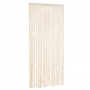 vidaXL Rideau anti-mouches beige et blanc 100x220 cm chenille