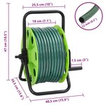 vidaXL Enrouleur de tuyau vert sur pied avec tuyau de 50 m PVC