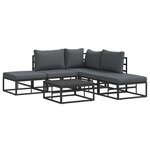 vidaXL Ensemble de canapé de jardin 6 Pièces Noir 70 x 70 x 32 cm