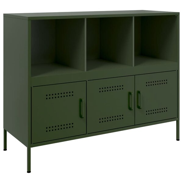 vidaXL Buffet vert olive 100 5x39x79 cm acier