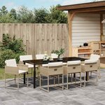 vidaXL Ensemble de salle à manger pour jardin 9 Pièces Beige polyrotin