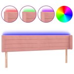 vidaXL Tête de lit à LED Rose 163x16x78/88 cm Velours