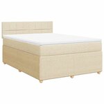 vidaXL Sommier à lattes de lit avec matelas Crème 140x200 cm Tissu