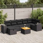 vidaXL Salon de jardin 8 Pièces avec coussins noir résine tressée