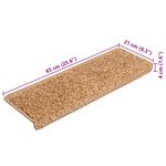 vidaXL Tapis d'escalier 10 pièces 65 x 21 x 4 cm Beige Bord rectangulaire