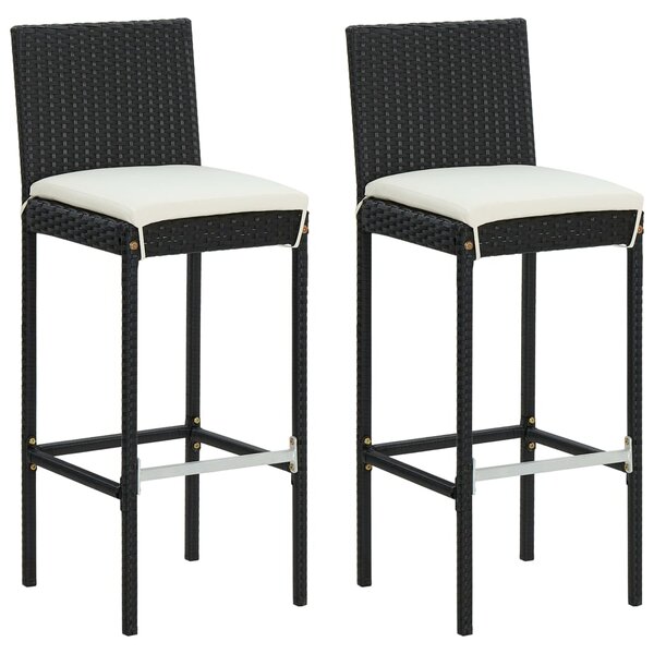 vidaXL Tabourets de bar de jardin et coussins lot de 2 résine tressée