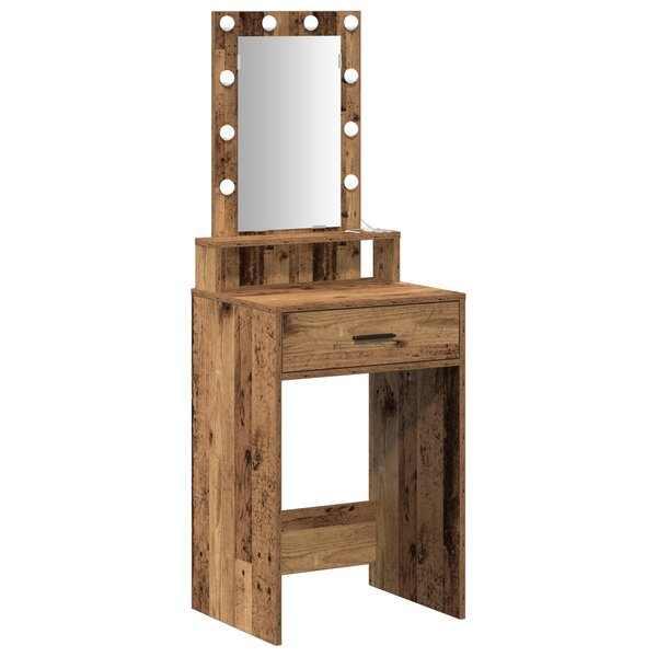 Coiffeuse vidaXL avec lumières LED en vieux bois 50x41x140 cm
