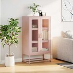 vidaXL Buffet haut rose 68x39x123 cm acier
