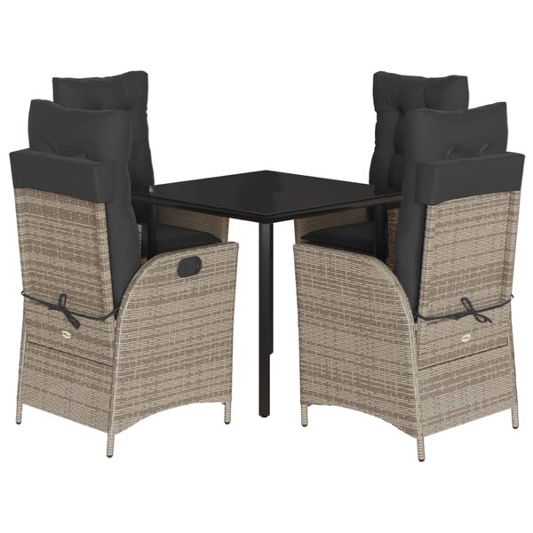 vidaXL Ensemble à manger de jardin 5 Pièces coussins gris résine tressée