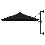 vidaXL Parasol mural de jardin avec LED 300 cm noir