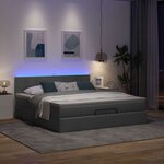 vidaXL Lit ottoman avec matelas et LED Gris foncé 180x200 cm tissu
