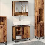 vidaXL Cabinet de salle de bain avec porte Bois Ancien 65 x 33 x 60 cm