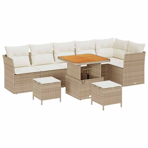 vidaXL Ensemble de canapé de jardin avec coussin 9 Pièces beige et crème