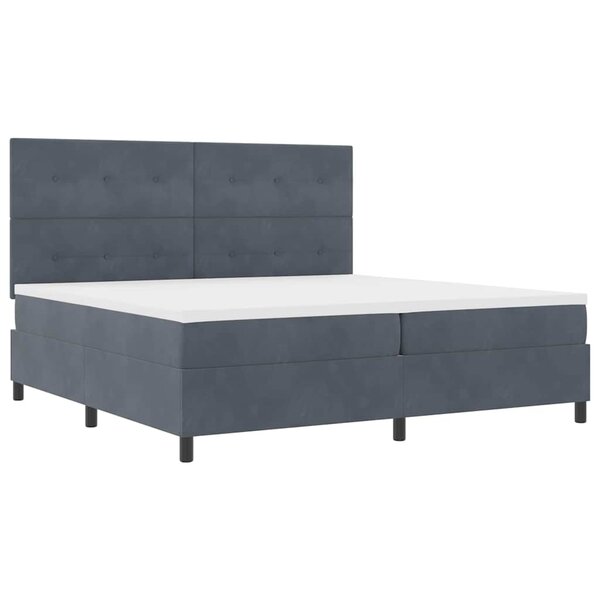 vidaXL Lit à ressorts avec matelas Gris foncé 200 x 200 cm Velours