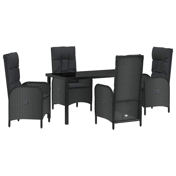 vidaXL Ensemble de salle à manger pour jardin 5 Pièces Noir Poly rotin