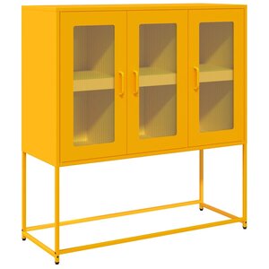 vidaXL Buffet jaune moutarde 100 5x39x107 cm acier laminé à froid