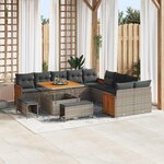 vidaXL Ensemble de canapé de jardin avec coussin 13 Pièces Gris